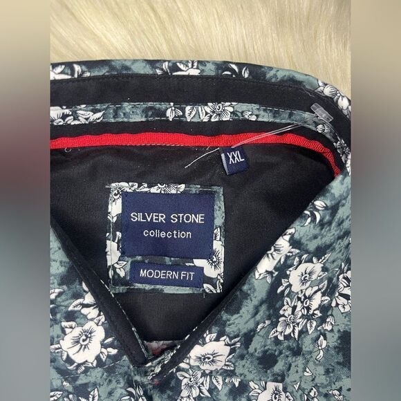 Silver Stone Collection Modern Fit Floral Long Sleeve Blue Shirt XXL  MSRP $149 - Picture 2 of 7